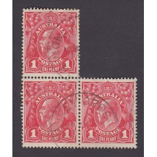 Australian    King George V    1d Red   Single Crown WMK  1st State  Plate Variety 5/19-25-26..