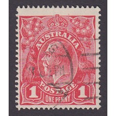 Australian    King George V    1d Red   Single Crown WMK  Plate Variety 5/7..