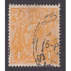 Australian    King George V    4d Orange   Single Crown WMK  Plate Variety 1L56