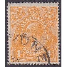 Australian    King George V    4d Orange   Single Crown WMK  Plate Variety 1R57..