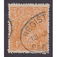 Australian    King George V    4d Orange   Single Crown WMK  Plate Variety 1L53