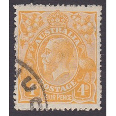 Australian    King George V    4d Orange   Single Crown WMK  Plate Variety 2L38