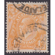 Australian    King George V    4d Orange   Single Crown WMK Plate Variety 2R58