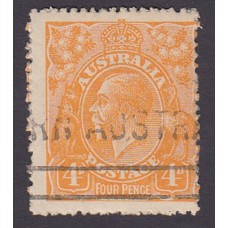 Australian    King George V    4d Orange   Single Crown WMK Plate Variety 2R29