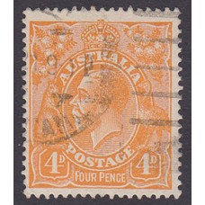 Australian    King George V    4d Orange   Single Crown WMK  Plate Variety 2R6