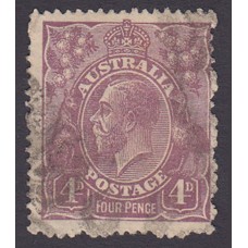 Australian    King George V    4d Violet  Single Crown WMK Plate Variety 2R59